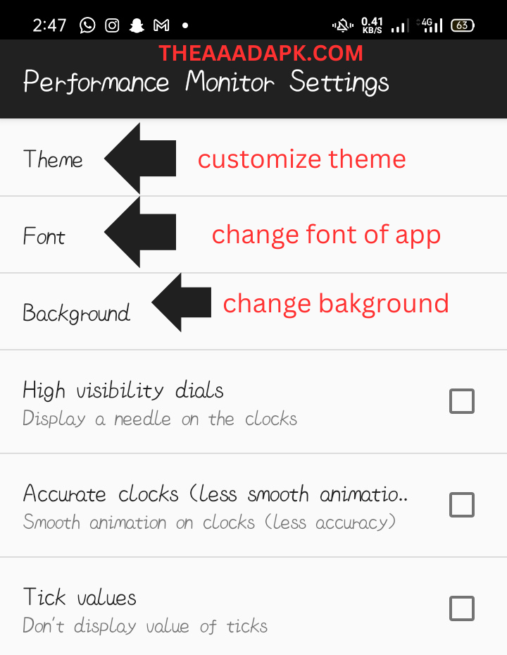 Features Of Performance Monitor Apk By AAAD Apk